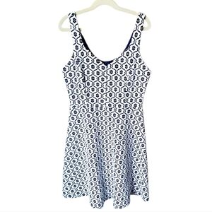 Altar'd State Fit and Flare Ivory and Navy Sleeveless Knit Dress Size S